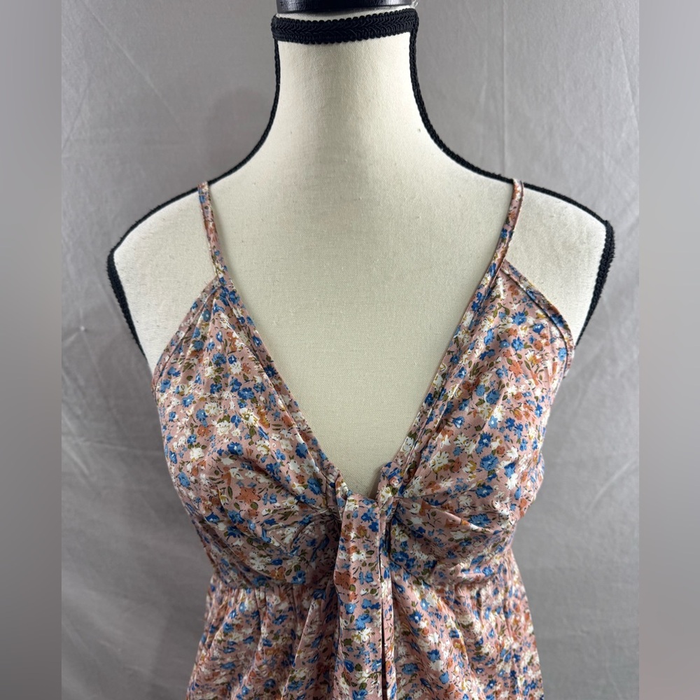 Floral Asymmetrical Hem Spaghetti Strap Midi Dress - Picture 7 of 9